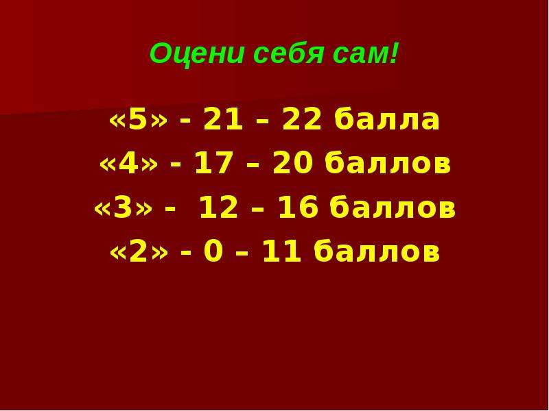 12 баллов из 16. 22 Балла.