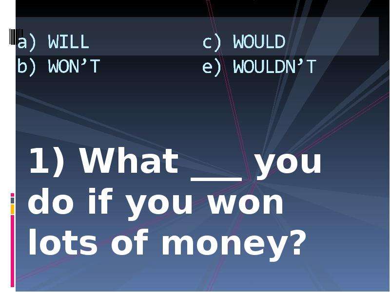 If i win a lot of money. What would you do if you won lots of money.