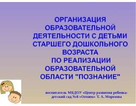 Организация образовательной деятельности с детьми старшего дошкольного возраста по реализации образовательной области "Позна