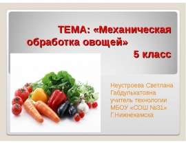Механическая обработка овощей