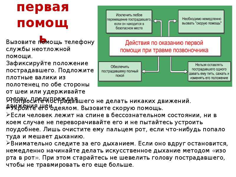 Первая помощь при травме головы и позвоночника презентация обж