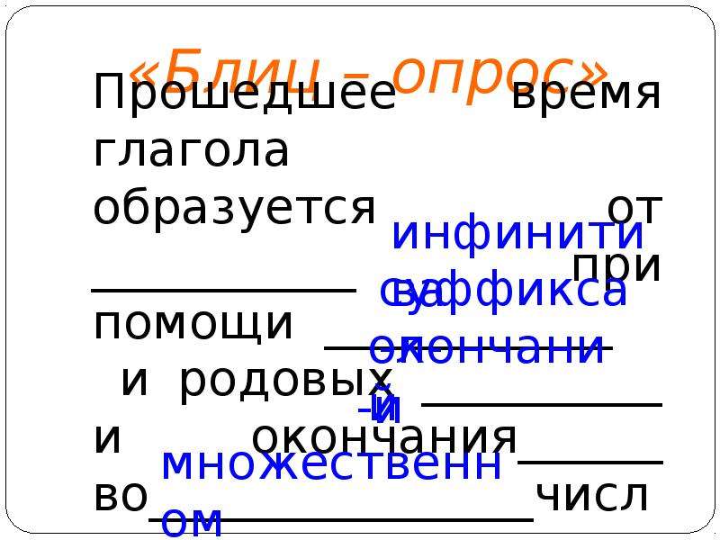 Образование глаголов прошедшего времени 4 класс презентация