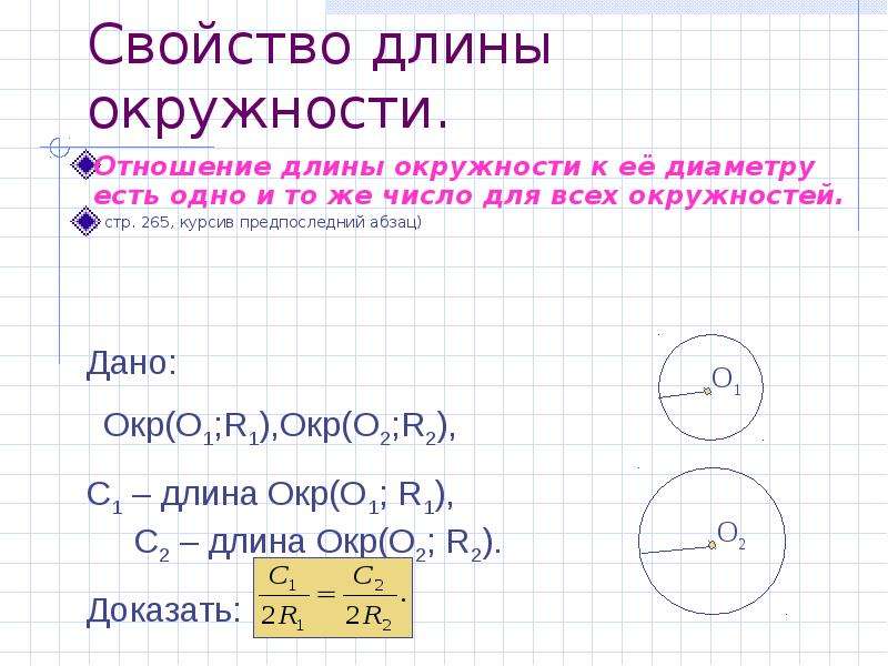 План конспект 9 класс длина окружности