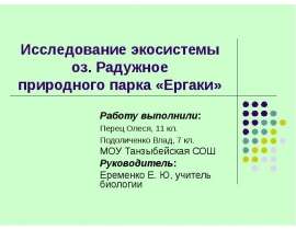 Исследование экосистемы оз. Радужное природного парка «Ергаки»