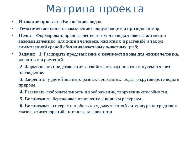 Тематическое поле проекта это