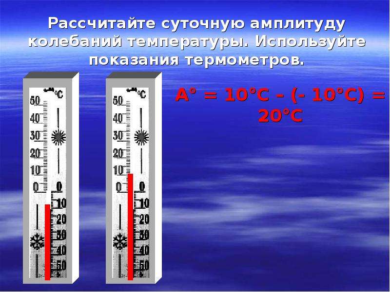 Температура воздуха будет в пределах. Амплитуда колебаний температуры. Вычислите амплитуду колебания температур. Как рассчитать суточную амплитуду температур. Амплитуда колебаний температуры воздуха.