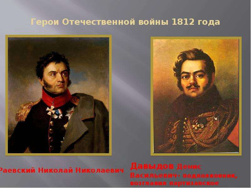 Герои отечественной войны 1812 года презентация