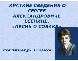 Краткие сведения о Сергее Александровиче Есение. «Песнь о собаке»