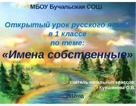 Имена собственные (1 класс)
