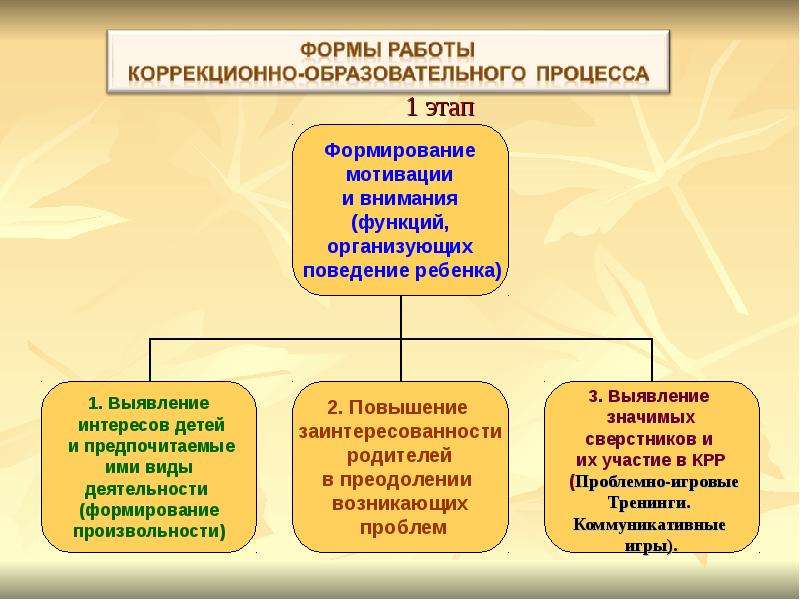 Работы в образовательном процессе. Формы коррекционно-педагогической работы. Основные элементы коррекционно-педагогической деятельности. Формы организации коррекционной работы. Формы педагогической работы.