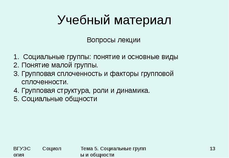 Социальные группы проект