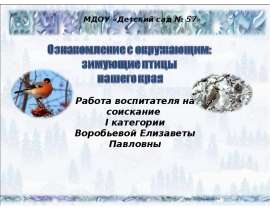 Ознакомление с окружающим миром: зимующие птицы нашего края