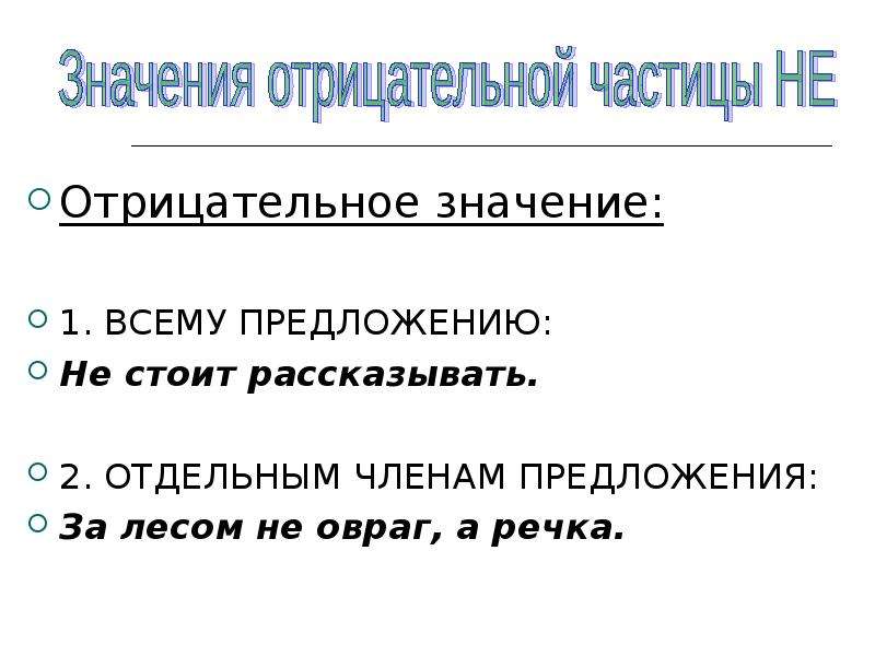 Отрицательные частицы не и ни презентация 7