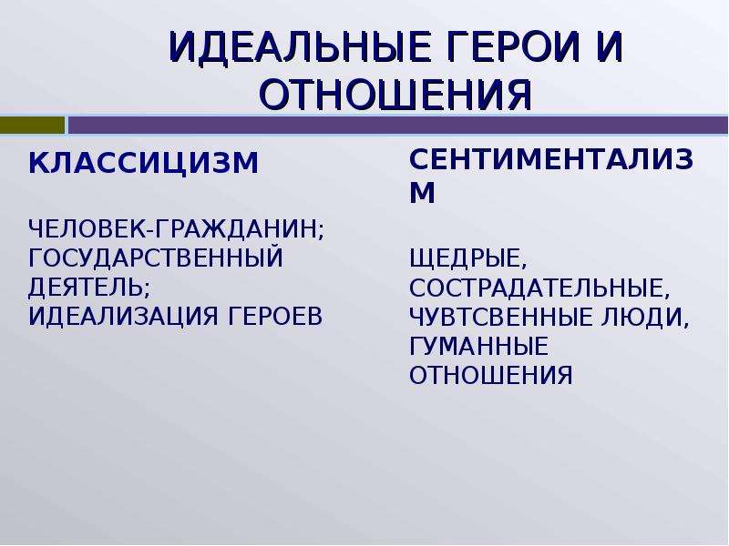 От классицизма к сентиментализму история 8 класс презентация