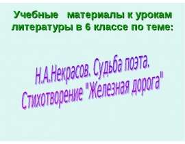 Н.А.Некрасов. Судьба поэта. Стихотворение "Железная дорога"