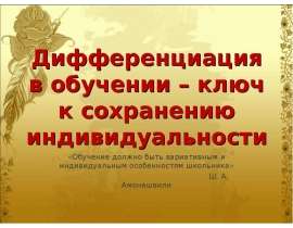 Дифференциация в обучении – ключ к сохранению индивидуальности
