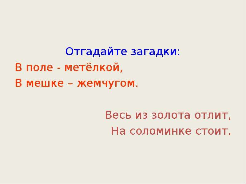 Загадки о поле. В поле метелкой в мешке. Сделать загадку про полю. В поле метелкой в мешке золотом ответ.