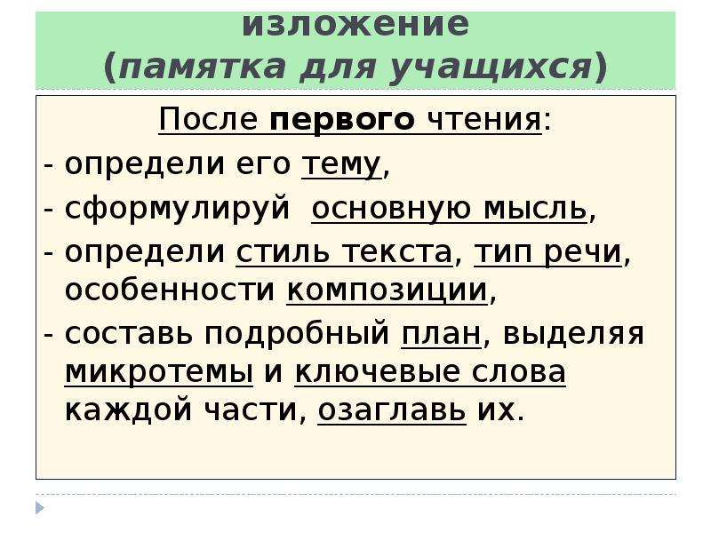 Как писать изложение 5 класс презентация