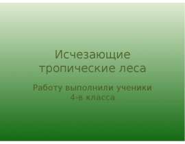 Исчезающие тропические леса