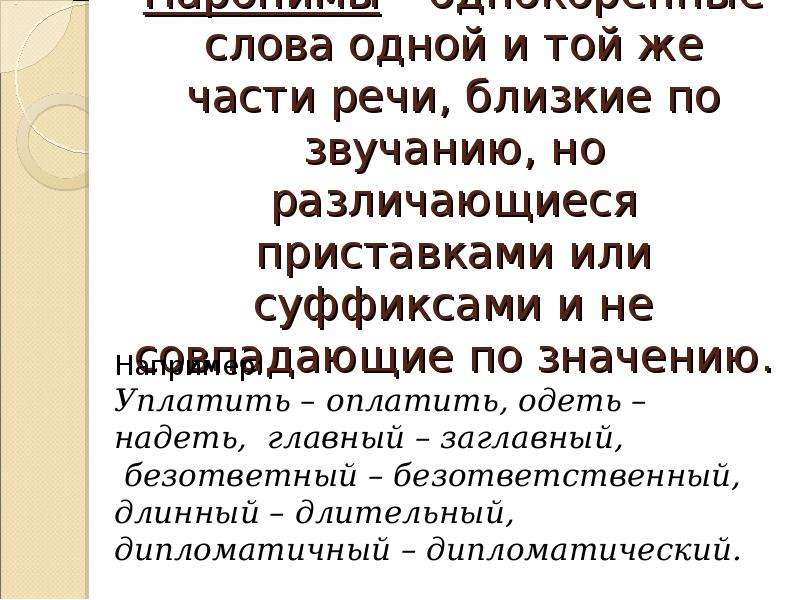 Надеть одеть паронимы. Длинный длительный паронимы. Безответный безответственный паронимы. Паронимы одной части речи. Однокоренные слова одной и той же части речи близкие по звучанию.