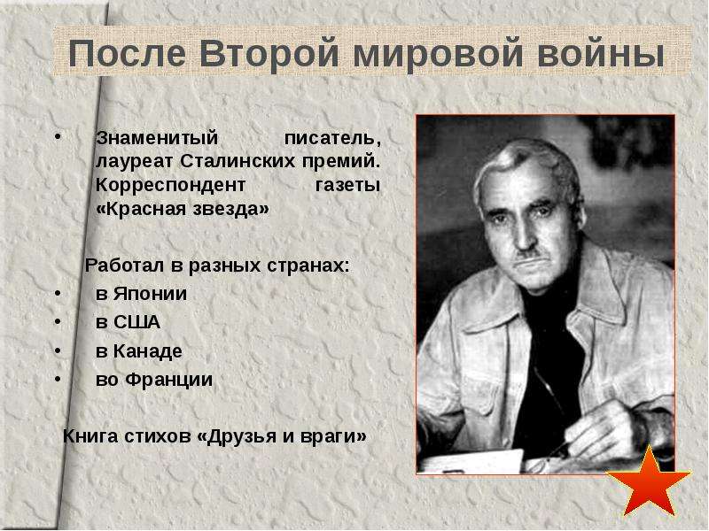 Константин симонов презентация жизнь и творчество