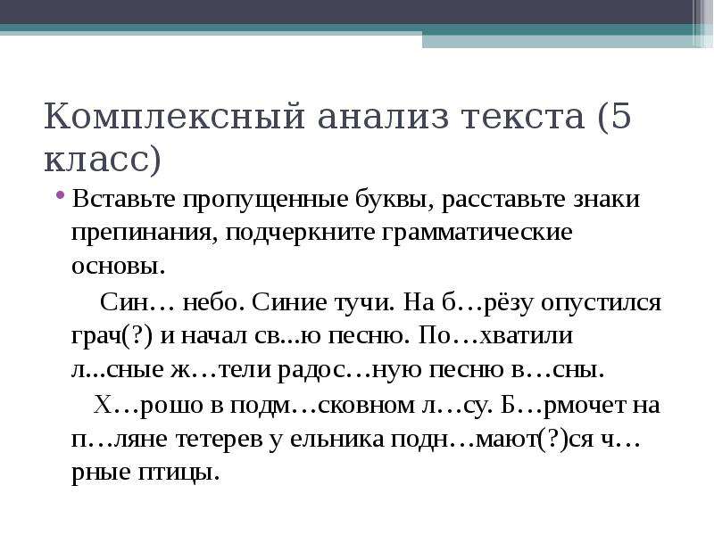 План комплексного анализа прозаического текста по литературе 10 класс