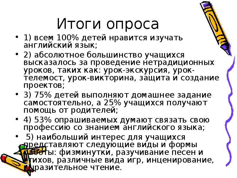 Результаты по английскому. Итог на английском.