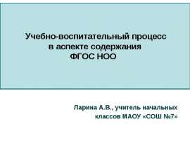 Учебно-воспитательный процесс в аспекте содержания ФГОС НОО