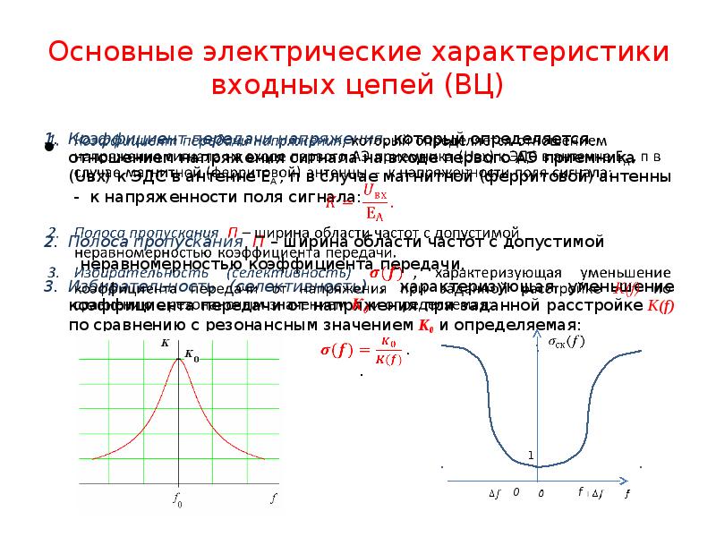 Основные электрические параметры. Основные характеристики входной цепи. Коэффициент передачи входной цепи. Резонансный коэффициент передачи входной цепи. Основные характеристики входных цепей приемников.