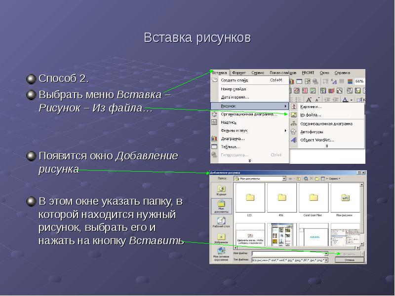 Вставка объектов в word презентация