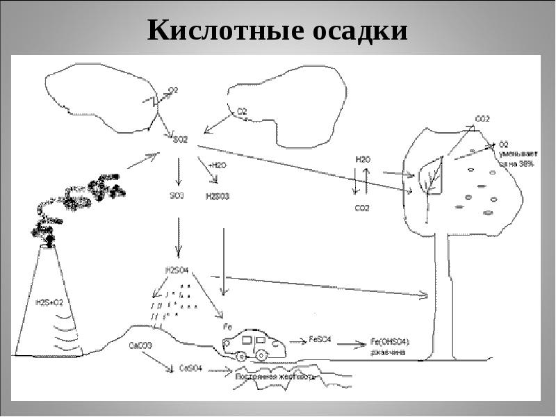 Схема образования кислотных осадков