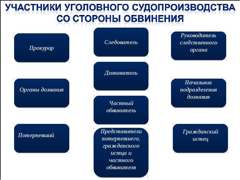 Составьте в виде схемы участники уголовного процесса сторона обвинения сторона защиты иные участники