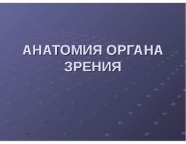 Анатомия и физиология органа зрения