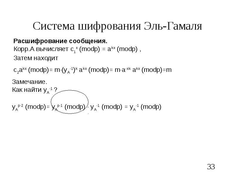 Схема шифрования эль гамаля