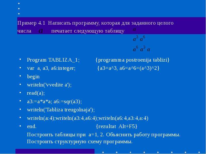 Данные указаны в следующих приложениях. Примеры простых линейных программ. Вывести на экран следующую таблицу: * *** ***** *******. Программная среда турбо. Составить программу построения 4 лодочек.