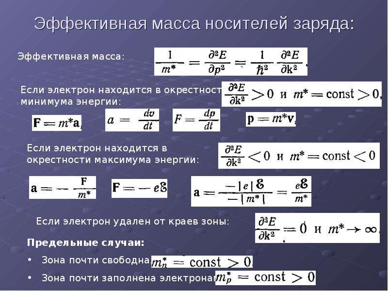 Масса заряда 8. Эффективная масса электрона формула. Эффективная масса дырок в кремнии. Эффективная масса электрона. Эффективные массы электронов и дырок в кремнии.