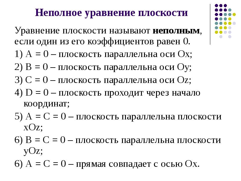 Уравнение плоскости презентация 10 класс