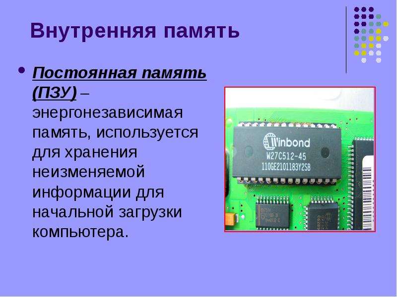 Постоянное запоминающее. Устройство внутренней памяти: ПЗУ. Внутренняя память компьютера процессор ПЗУ ОЗУ. Биос внутренняя память. Постоянная память ПЗУ.