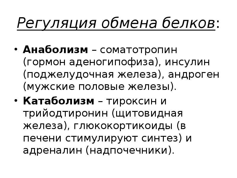 Регуляция обмена веществ и энергии презентация