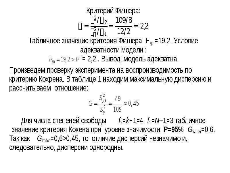 Дисперсии критерия фишера