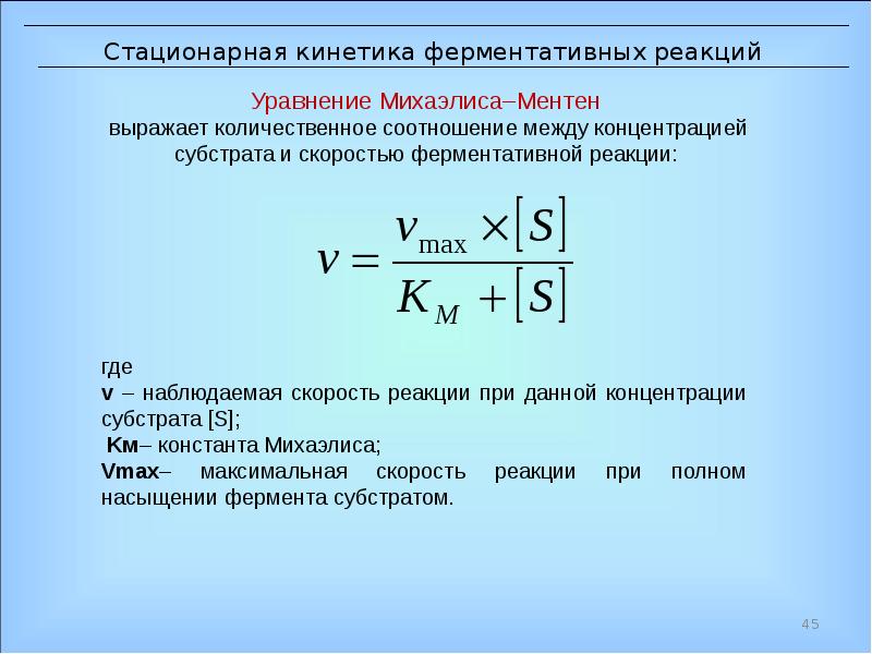 Презентация кинетика ферментативных реакций