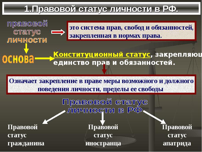 Основы правового статуса личности план