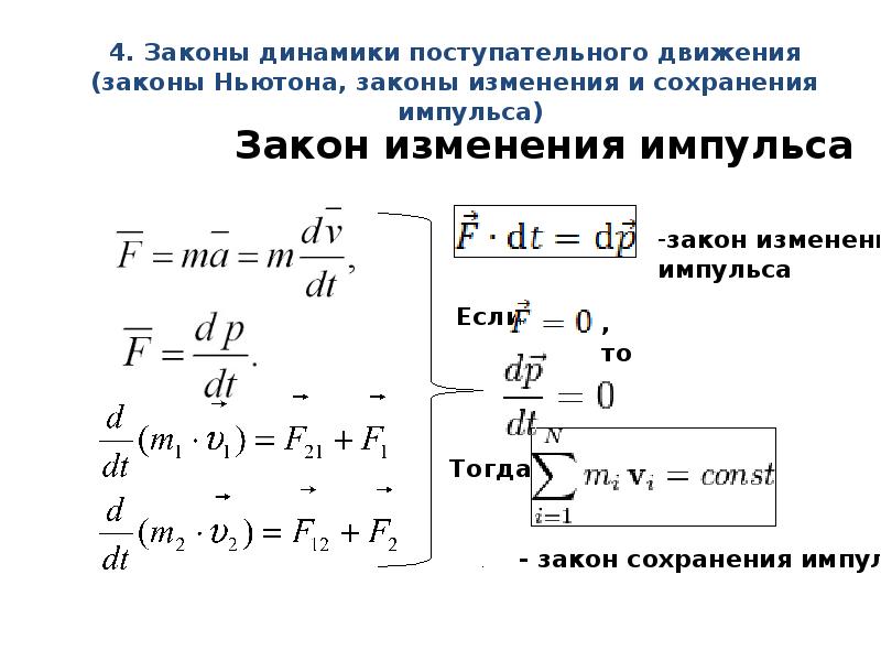 Уравнение динамики поступательного движения