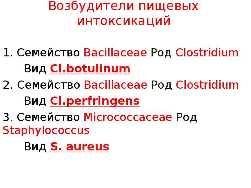 Возбудители пищевых токсикоинфекции и интоксикаций презентация