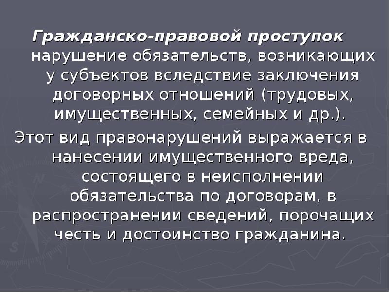 Гражданско правовые правонарушения презентация