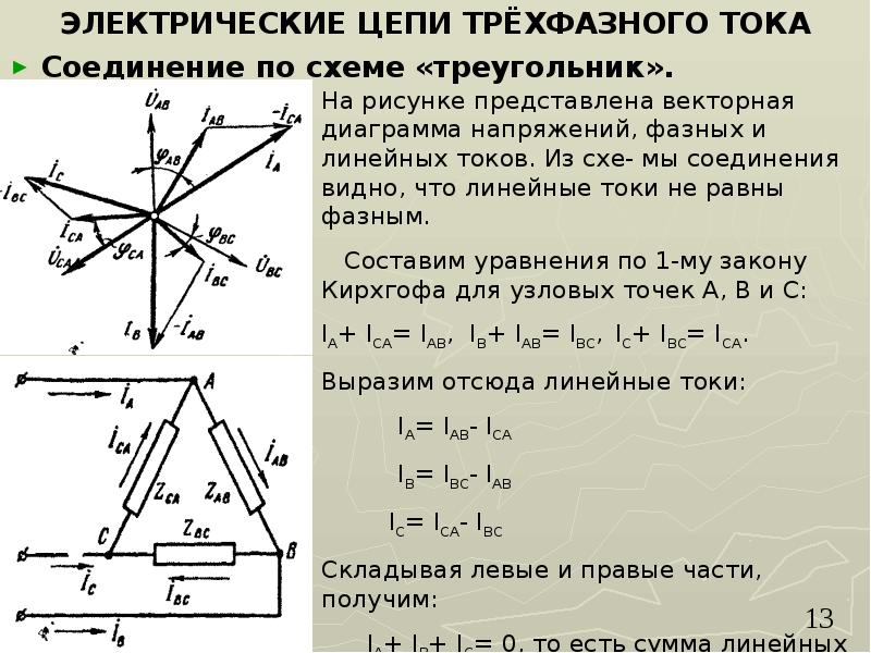 Для узла а данной схемы комплексы фазных и линейного токов связаны уравнением