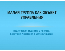 Малая группа как объект управления