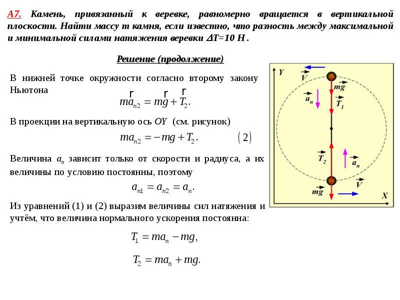 Масса через натяжение нити. Камень массой 400 грамм вращают равномерно в вертикальной плоскости. Натяжение веревки формула. Вращается в вертикальной плоскости. Движение тела по окружности в вертикальной плоскости.