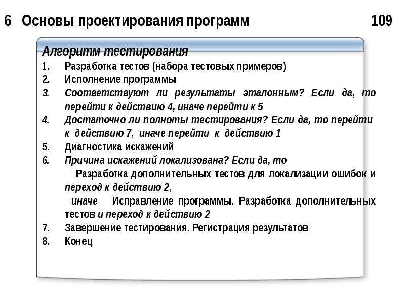 6 основ. Алгоритм тестирования программы. Результат проектирование программного обеспечения. Алгоритм тестирования регистрация. Основы проектирования в программе Mesa.