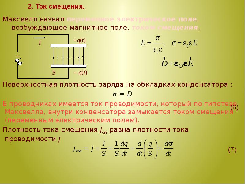 Определить ток смещения